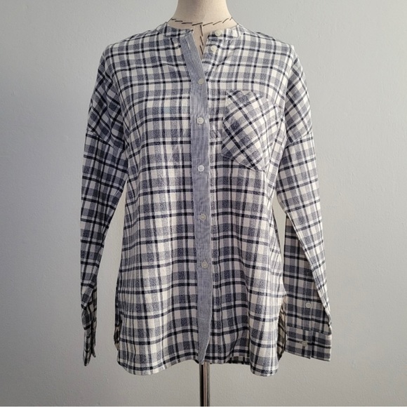 MADEWELL NO COLLAR PLAID BUTTON DOWN - Picture 1 of 4